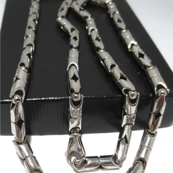 14K WHITE SOLID GOLD unique Turkish style rope LINK Unisex Necklace - Picture 11 of 14